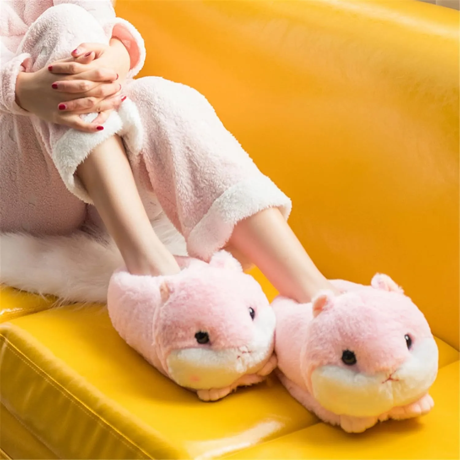 Fuzzy Cozy Pig Animal Cartoon Slippers for Women - Indoor Warm Winter Home Furry Slippers