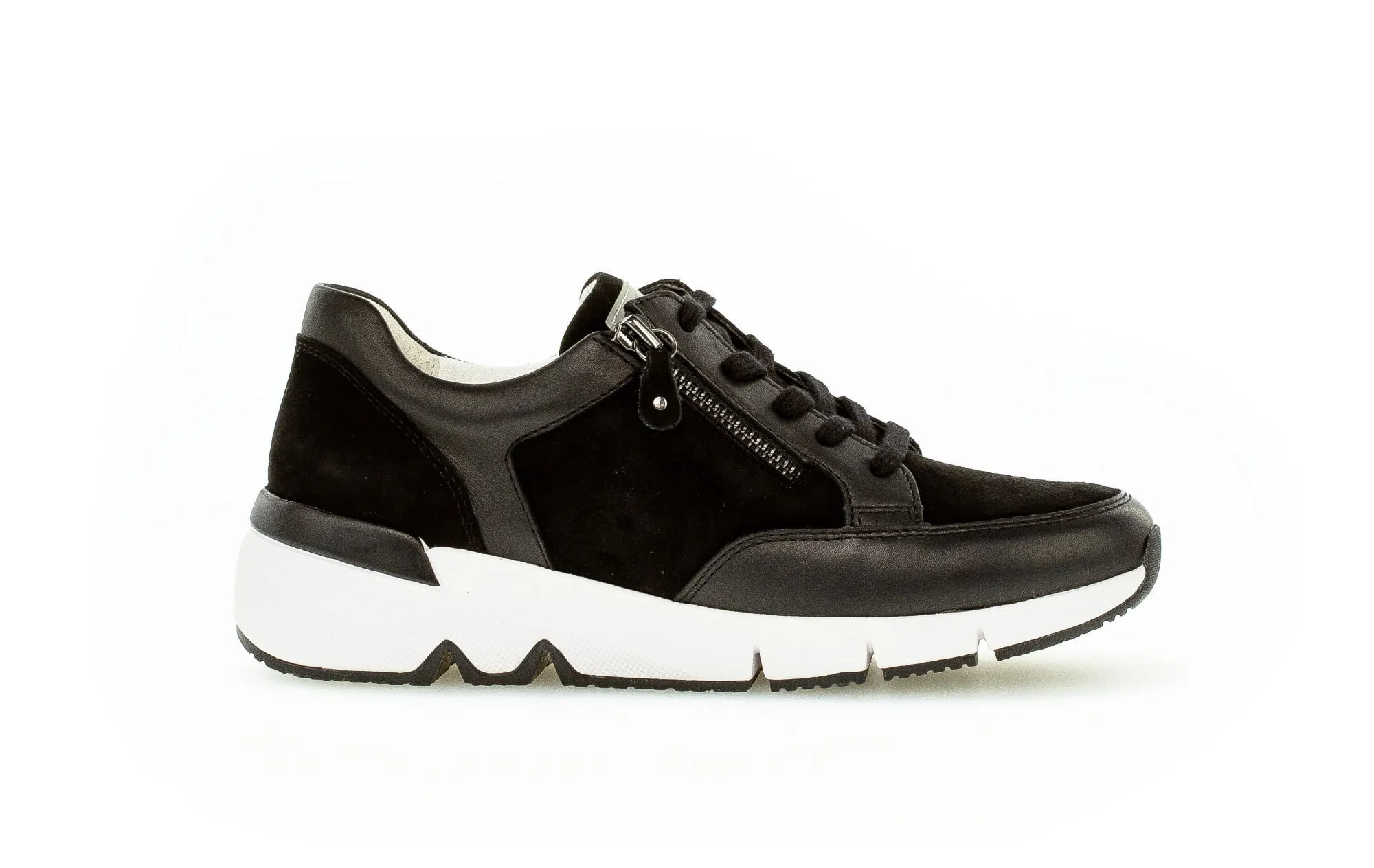GABOR - 73.340.17 LACE UP WEDGE FASHION SHOE - BLACK