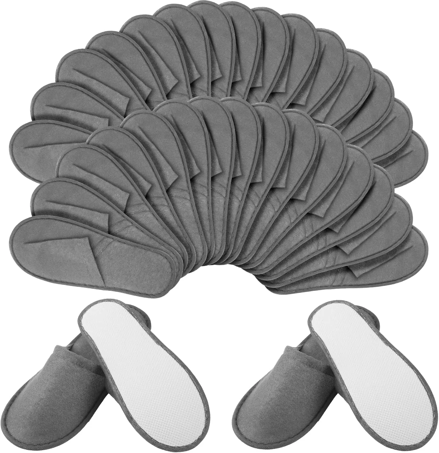 Geyoga 30 Pairs Disposable Spa Slippers for Guest Non Slip House Hotel Closed Toe Indoor Slipper for Men Women Home Wedding Travel, 2 Size