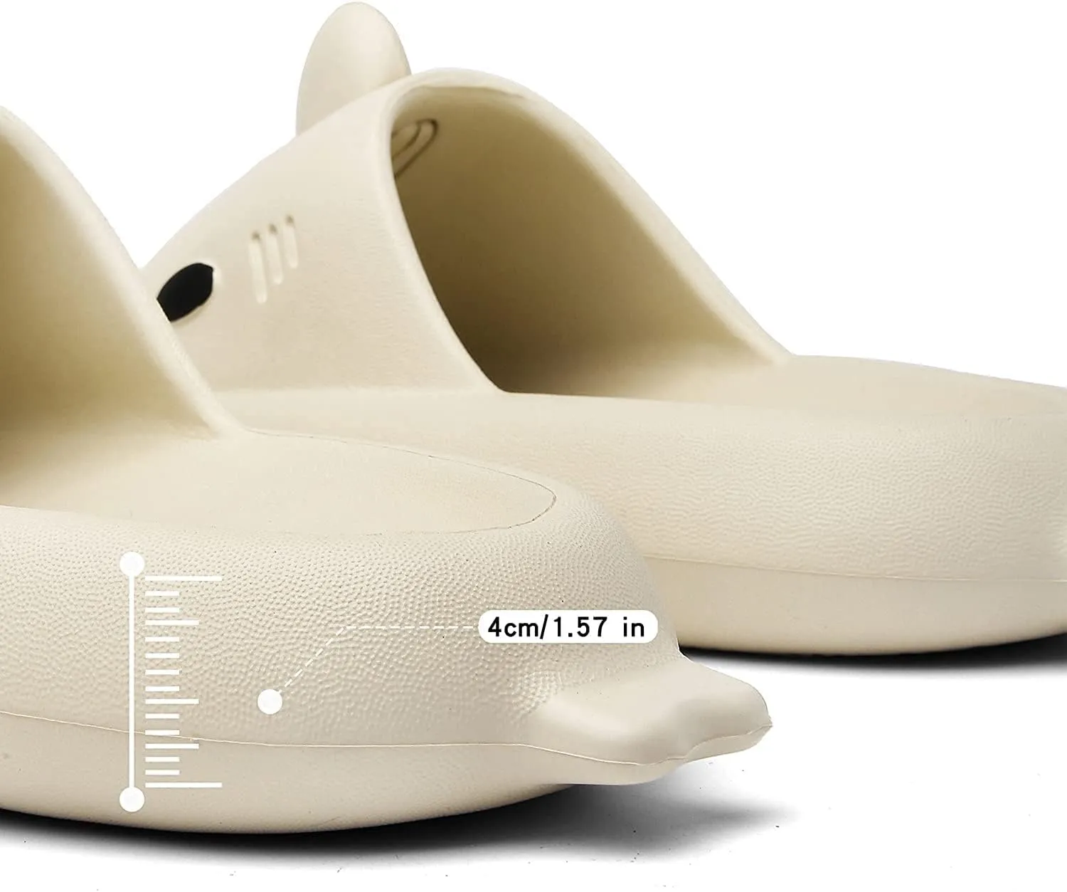geywhey Men's and Women's Shark Slides Cloud Slippers with Thick Sole and Deep Heel Cup Footbed - Anti-Slip Beach Pool Shower Shoes for Summer