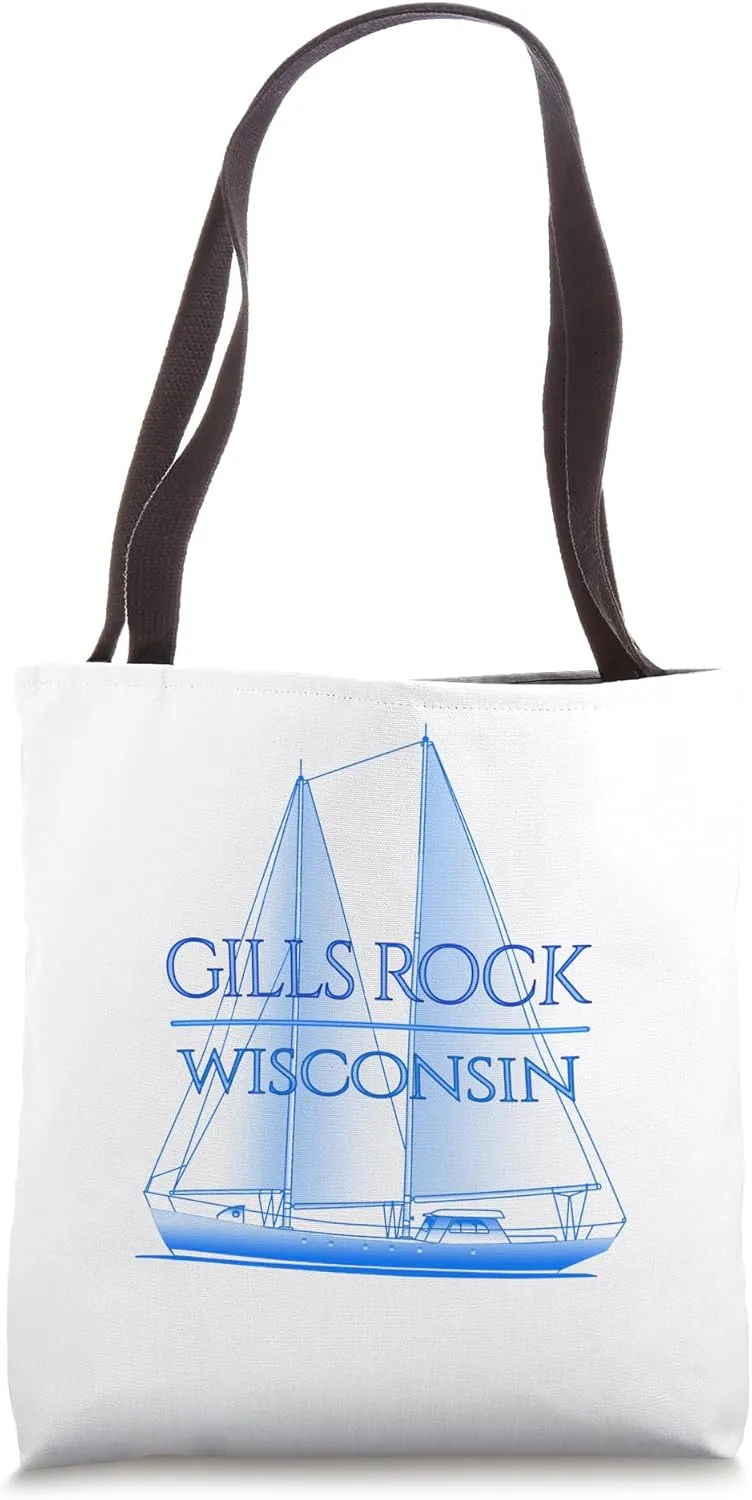 Gills Rock Wisconsin Coastal Nautical Sailing Sailor Tote Bag