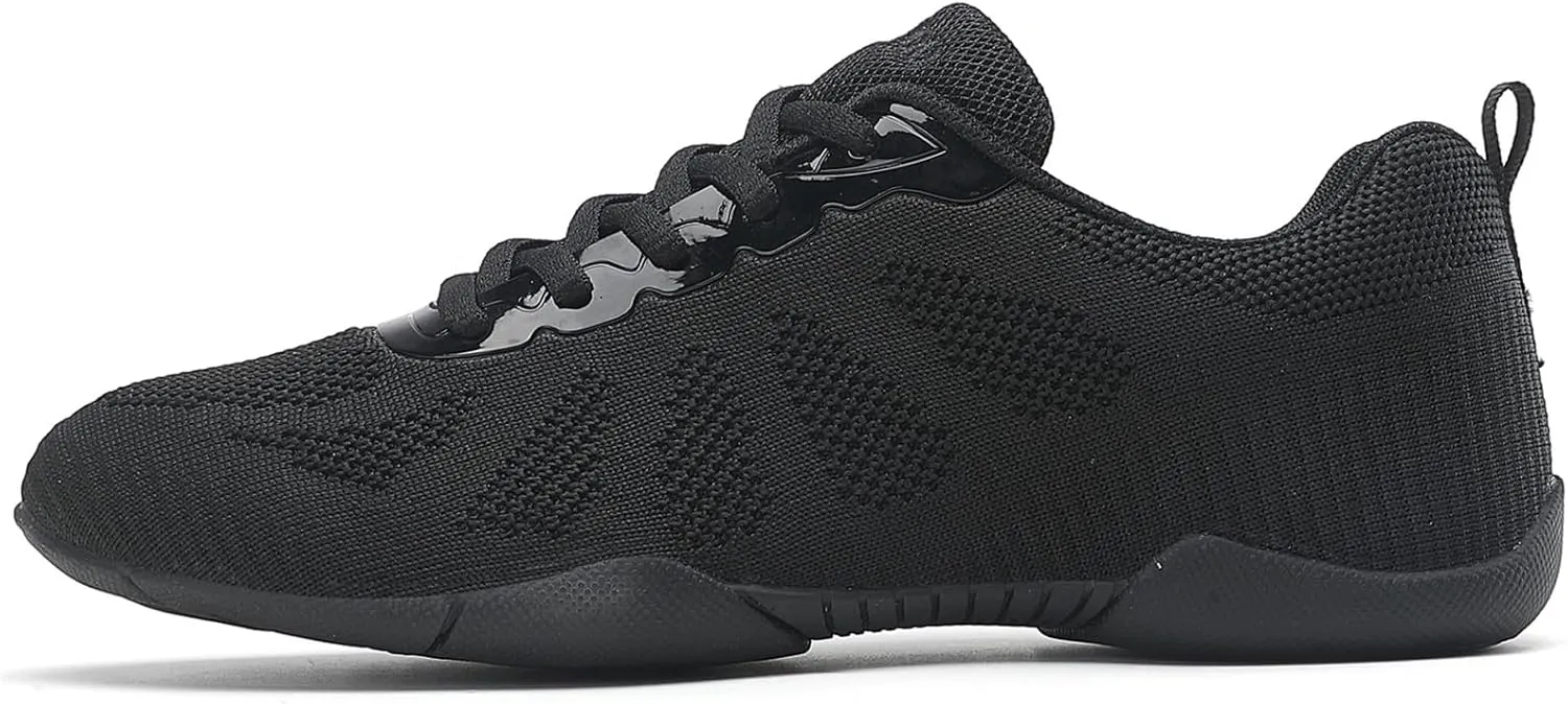 Girls Cheer Shoes Lightweight Non-Slip with Arch Support for Youth Cheerleading Stunts, Dance and Gymnastics Competitions Size Kids/Little Kid 12 to Women 11.5 (Black/White)