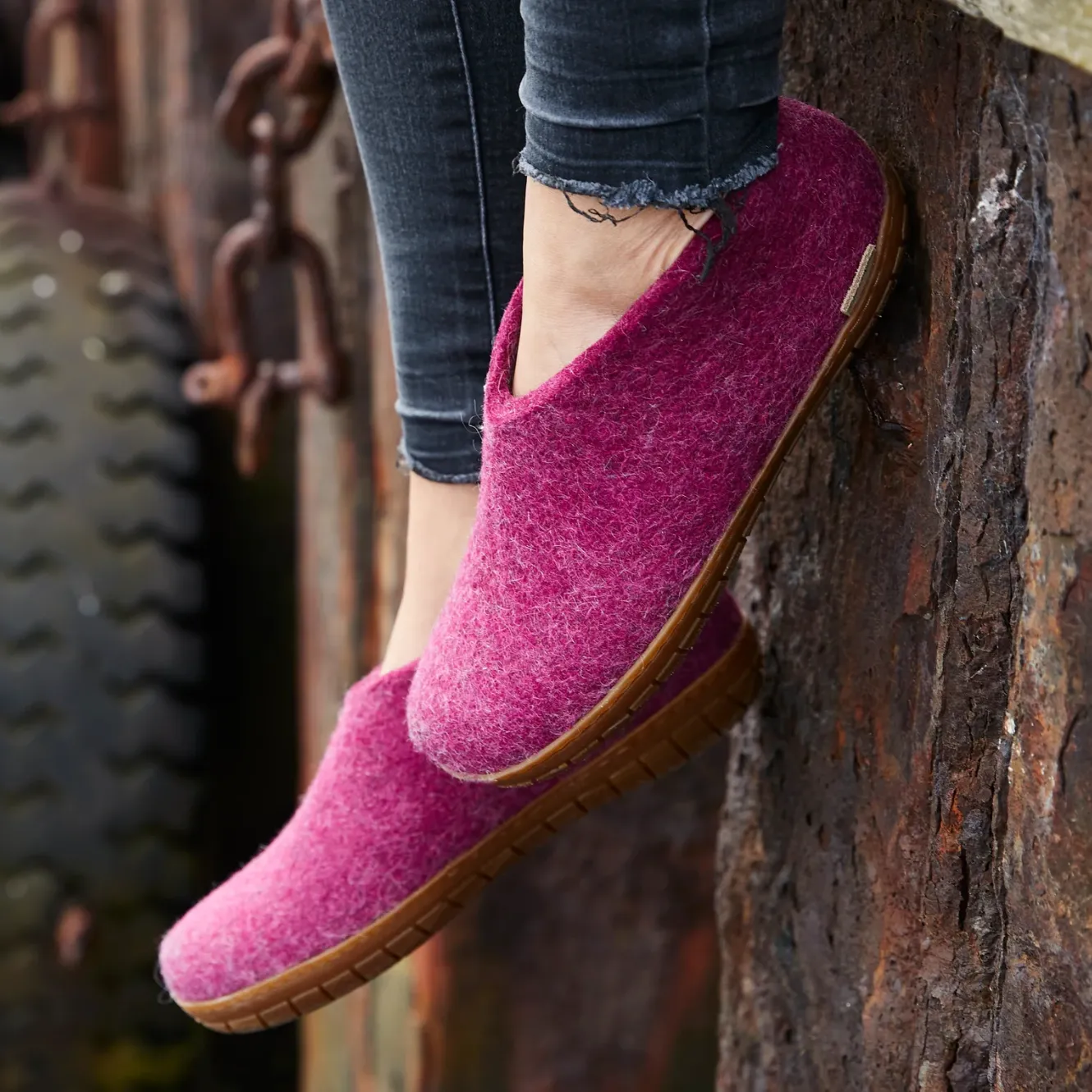 Glerups The Shoe Cranberry - Honey Rubber Sole
