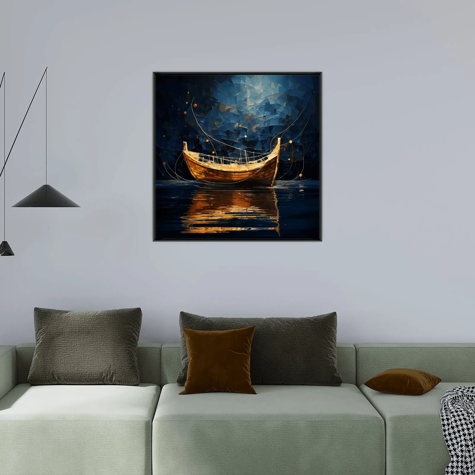 Golden boat in the night