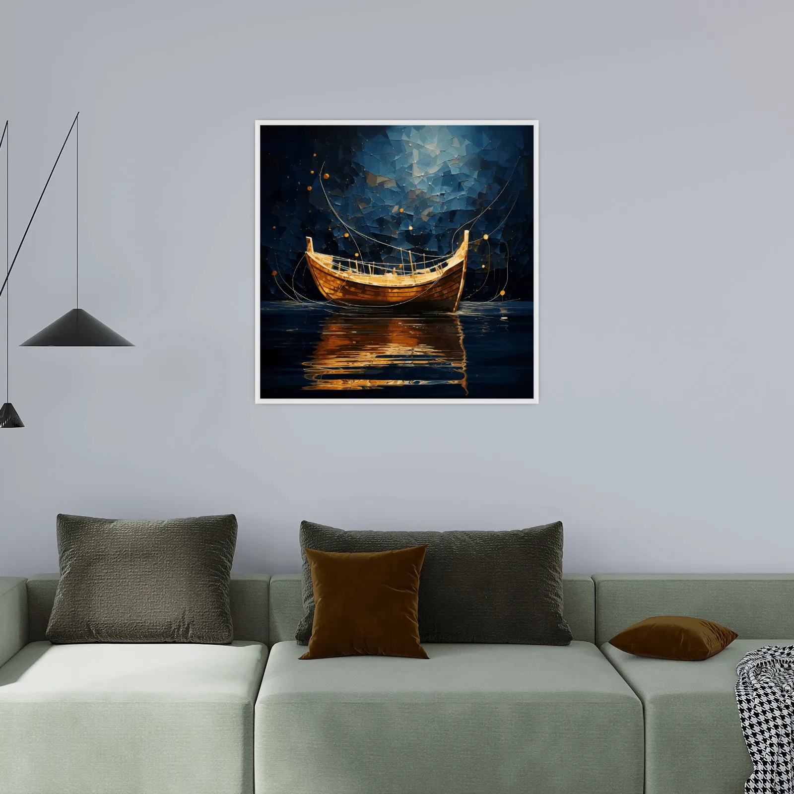 Golden boat in the night