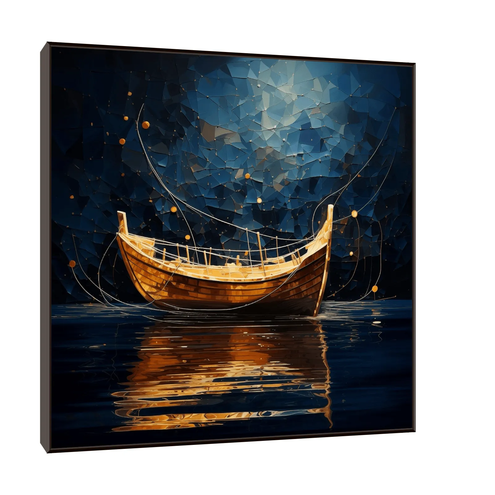 Golden boat in the night