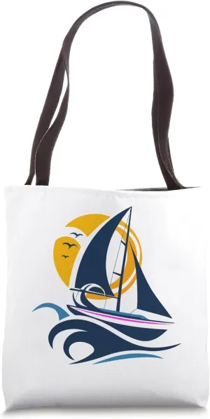 Graphic Sail Boat Tote Bag
