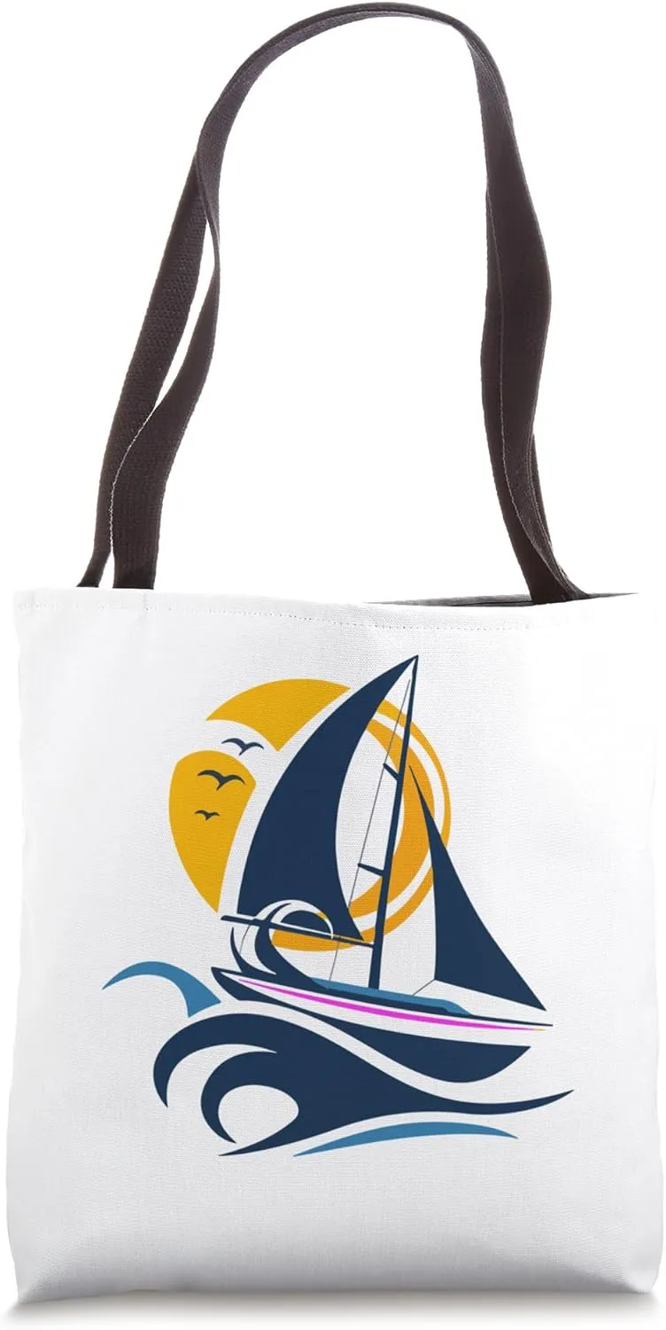 Graphic Sail Boat Tote Bag