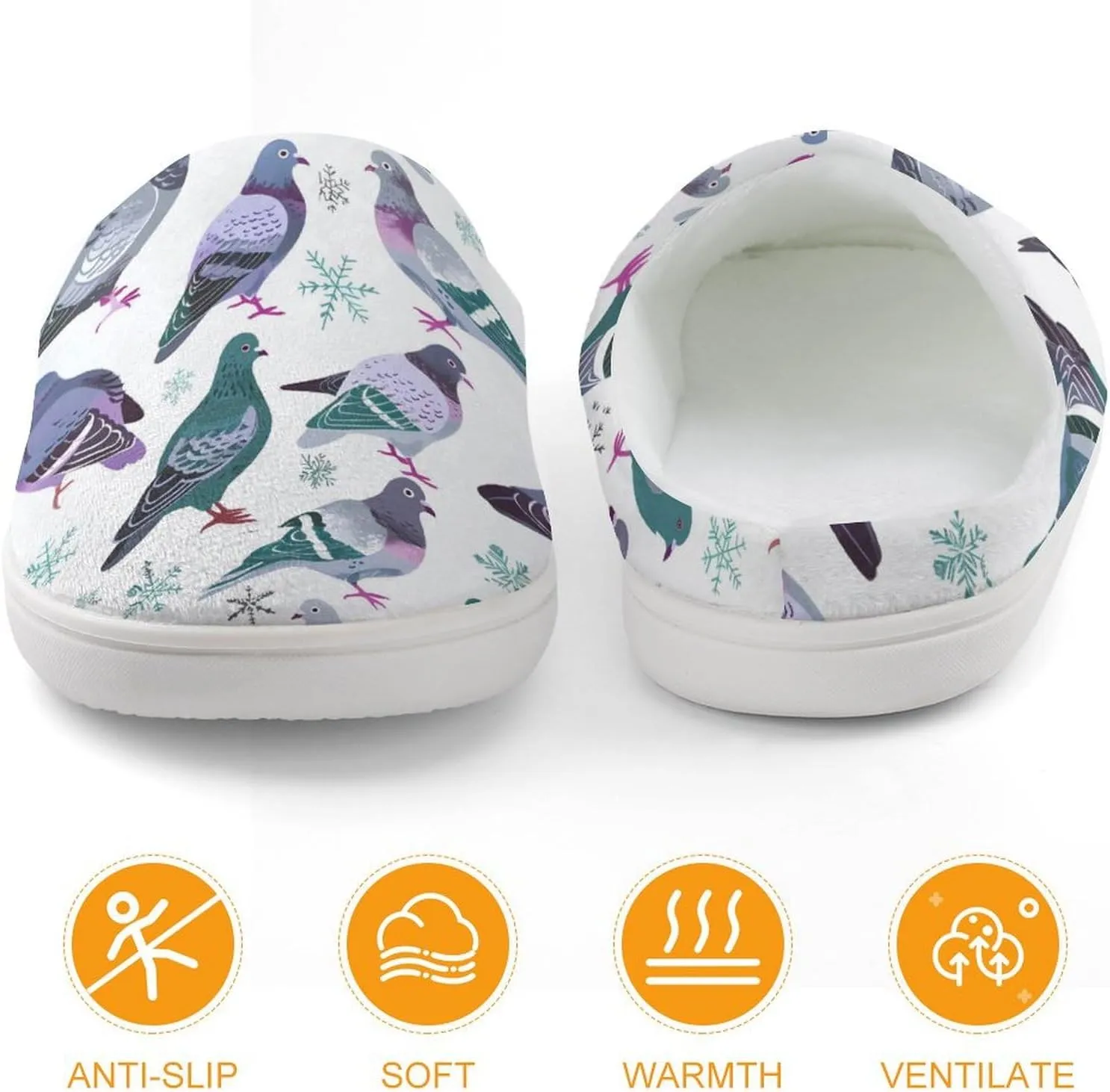 Grey Pigeons Cute Cotton Slippers Anti-slip House Shoe Slipper Indoor Outdoor