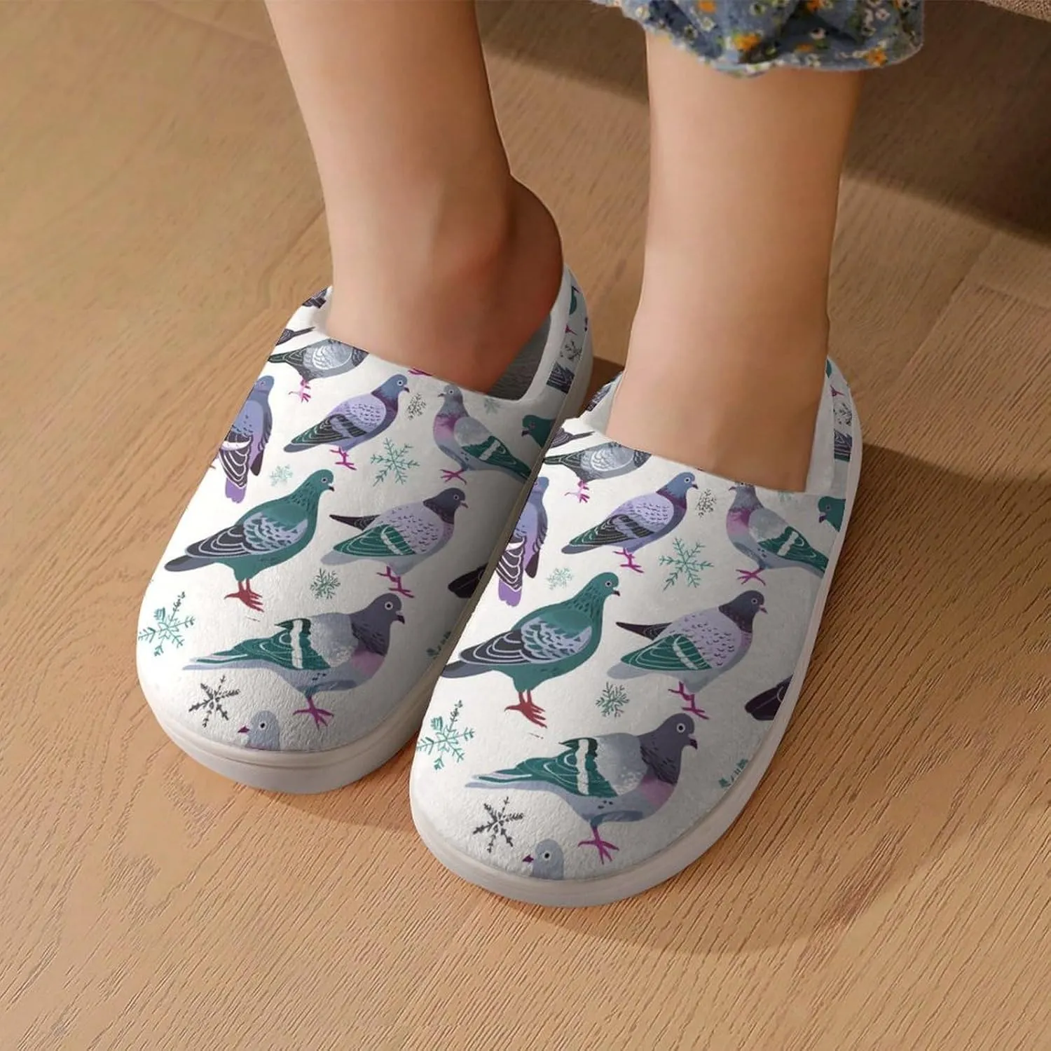 Grey Pigeons Cute Cotton Slippers Anti-slip House Shoe Slipper Indoor Outdoor
