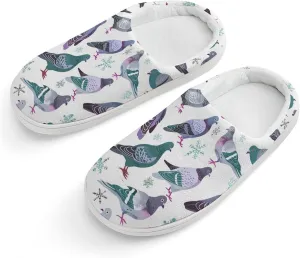Grey Pigeons Cute Cotton Slippers Anti-slip House Shoe Slipper Indoor Outdoor