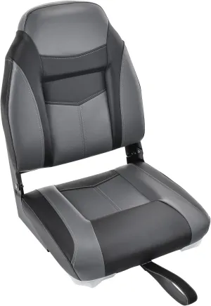 GYMAX Boat Seats, Folding High Back Boat Seats with Stainless Steel Screw Included, Fold-Down Boat Captain Chairs for Fishing Yachts
