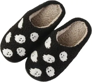 Halloween Pumpkin Slippers for Womens Mens Cute Cartoon Slippers Plush Warm Memory Foam Shoes