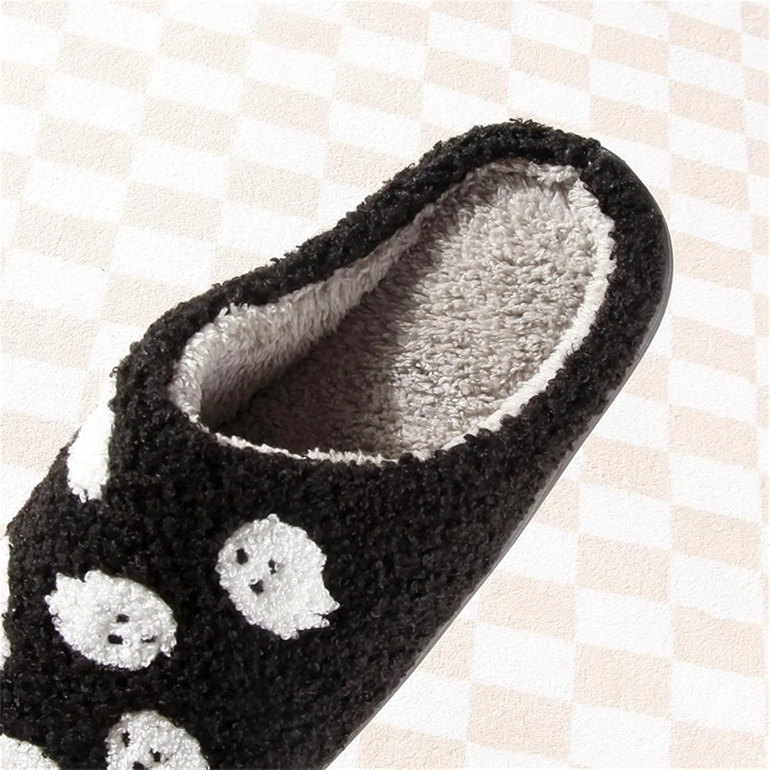 Halloween Pumpkin Slippers for Womens Mens Cute Cartoon Slippers Plush Warm Memory Foam Shoes