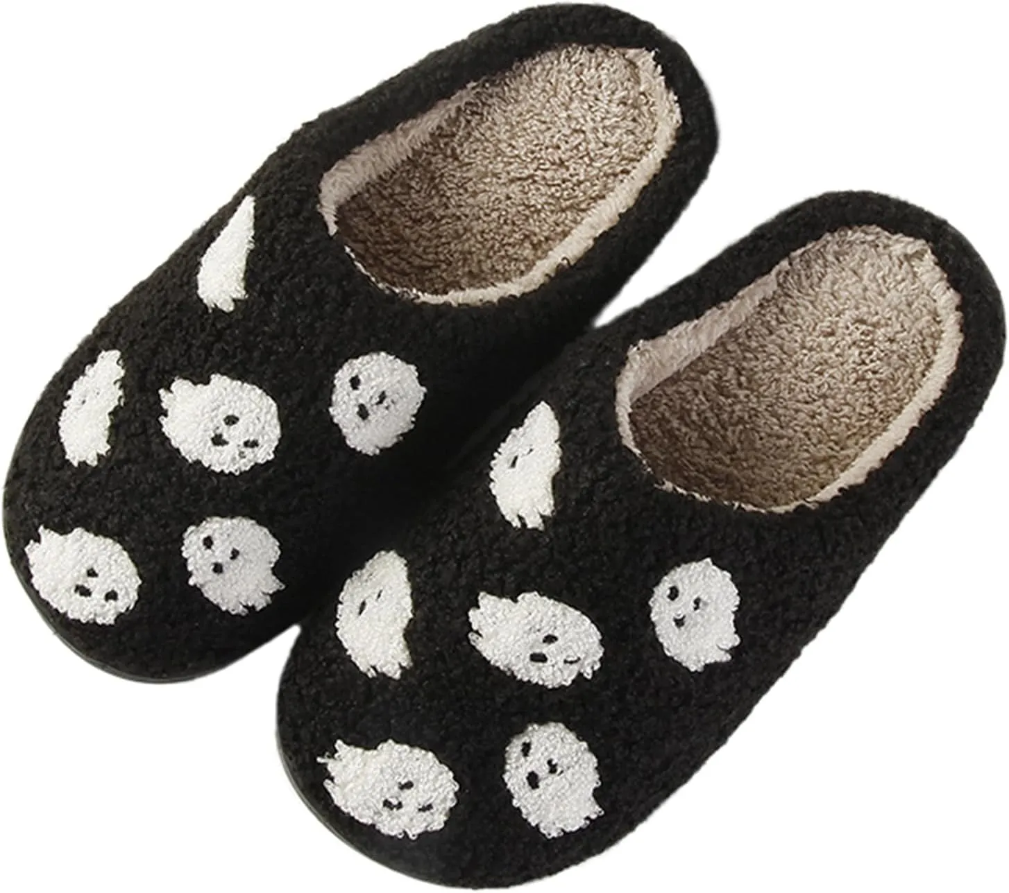 Halloween Pumpkin Slippers for Womens Mens Cute Cartoon Slippers Plush Warm Memory Foam Shoes