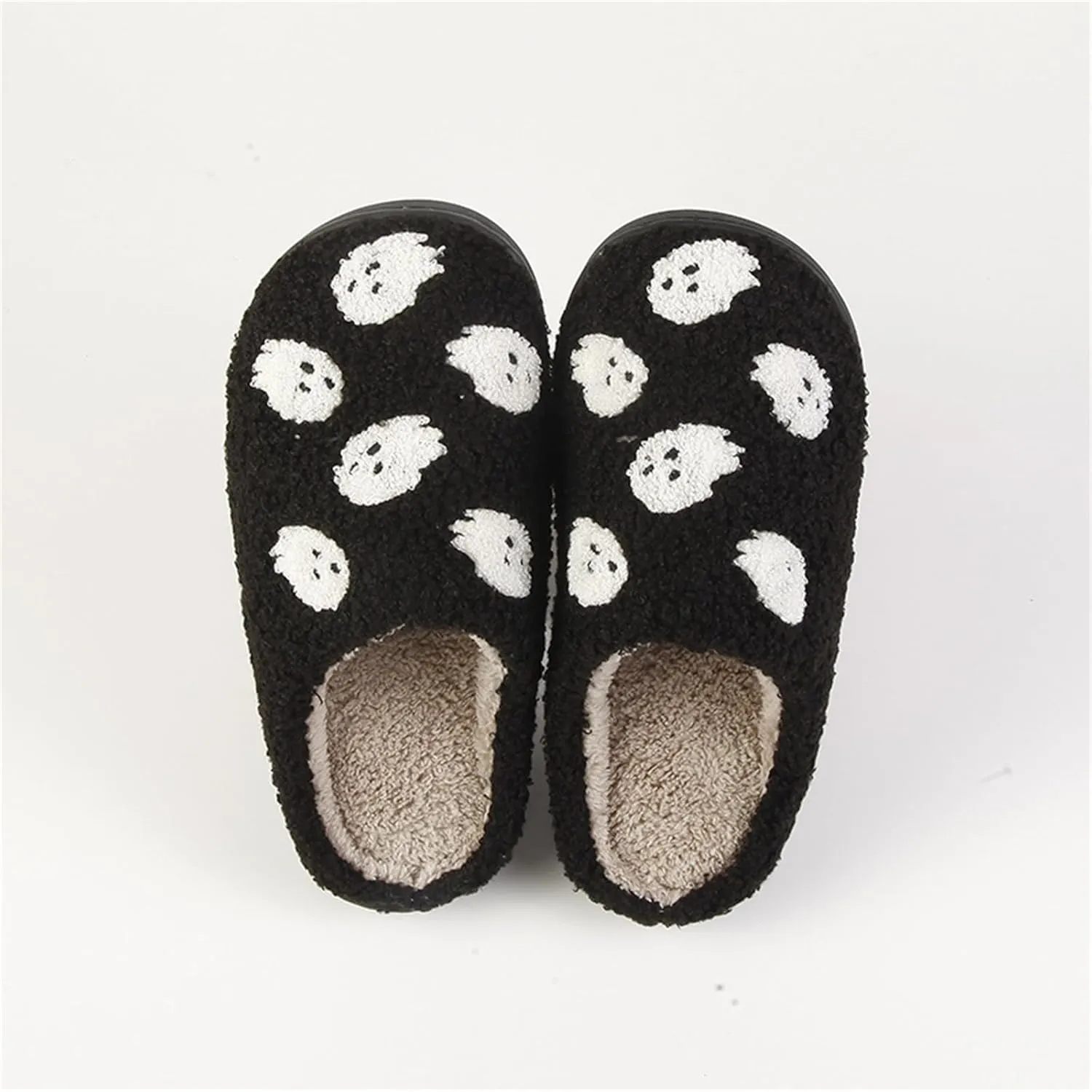 Halloween Pumpkin Slippers for Womens Mens Cute Cartoon Slippers Plush Warm Memory Foam Shoes