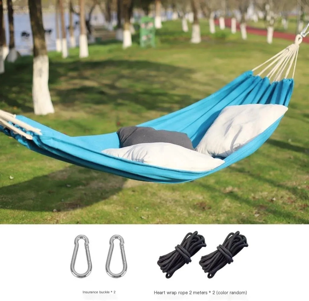 Hammock Outdoor Hammock Woven Tassel Thick Canvas Straight Stick Anti-Rollover Leisure Camping Single Double Swing Hammocks for Outside(Red,A)