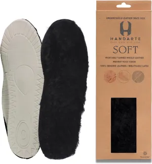 HANDARTE Thermal Leather Insoles | Soft Natural Wool Inserts for Men | Chrome-Free, Anti-Sweat & Anti-Odor - US M12.5 | EU47