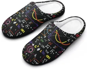 Handwritten Math Formulas Pattern Slippers for Women Girls Warm Plush Indoor Outdoor Shoes Non Slip