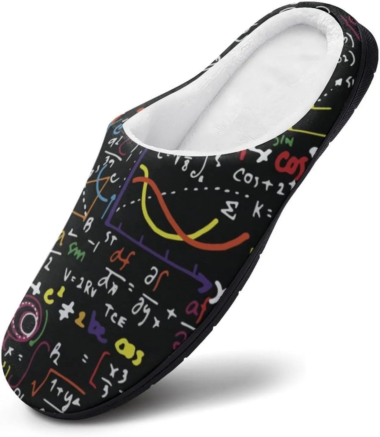 Handwritten Math Formulas Pattern Slippers for Women Girls Warm Plush Indoor Outdoor Shoes Non Slip