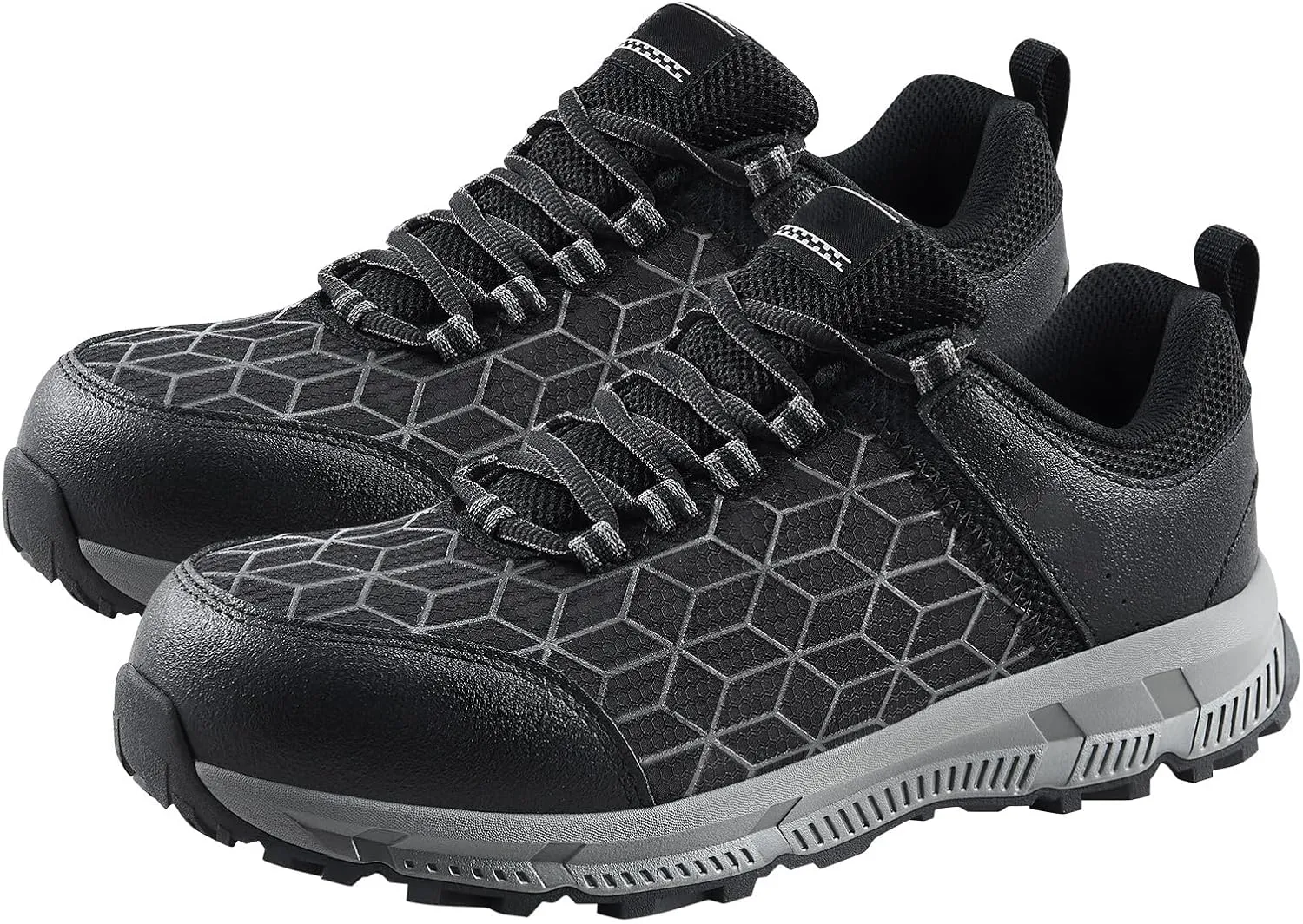 Happybuy Men's Steel Toe Shoes, US Size 11, Cushion Sport Safety, Lightweight Breathable, for Construction Industry Work, Black