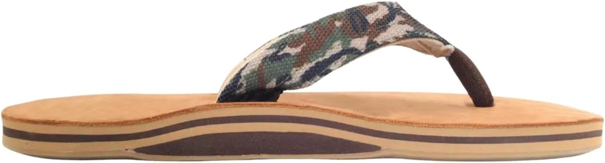 Hari Mari- Scouts- Men’s Nubuck Leather Flip Flops With Nylon Webbing Strap- No Break Ins, Firm Arch Support, and Beveled Edge to Reduce Tripping