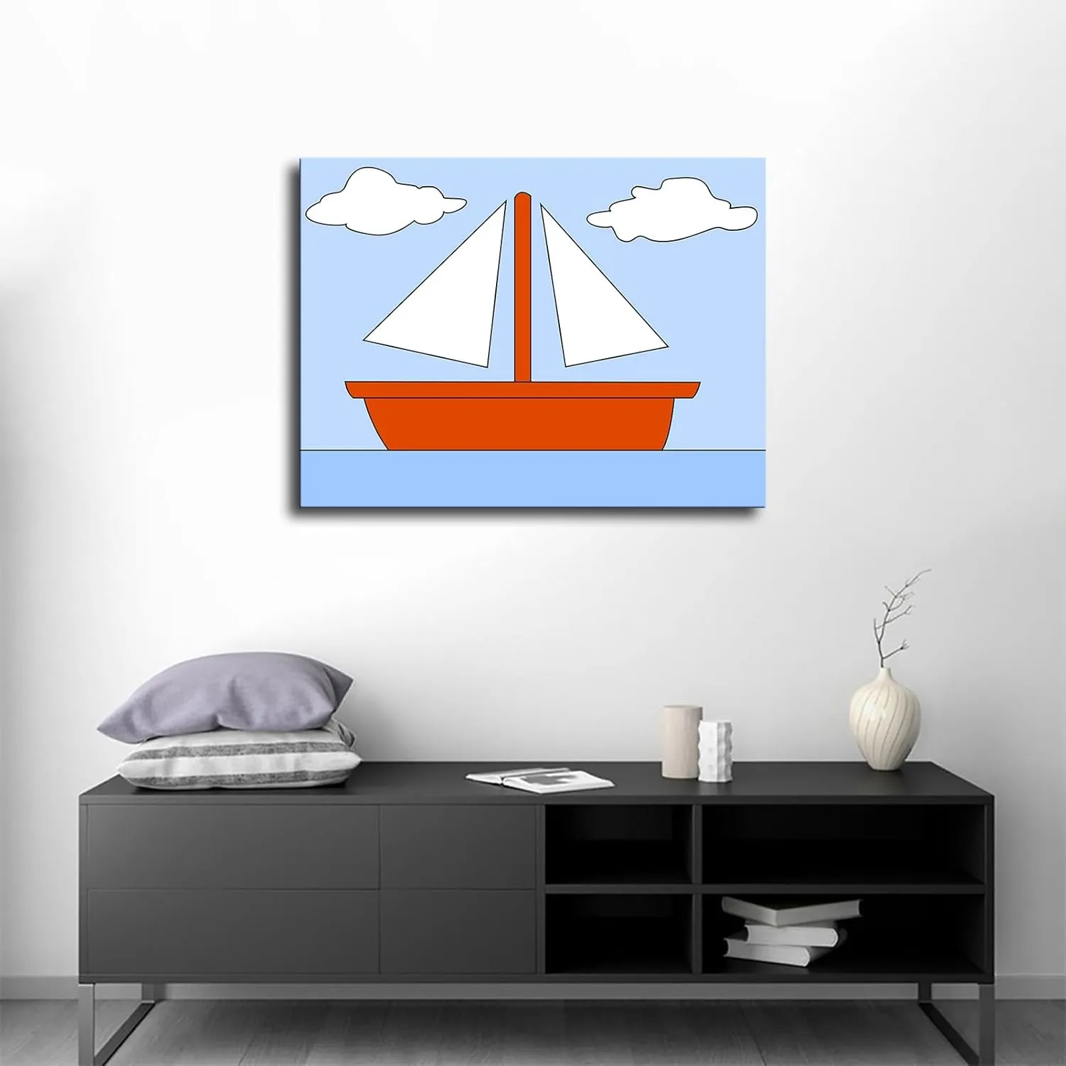HD Aesthetic Art canvas prints- Ocean Picture Boat Clouds Boot See Simpsons posters wall art decorations suitable for kitchens homes offices hotels etc (08x10inch-Unframed)