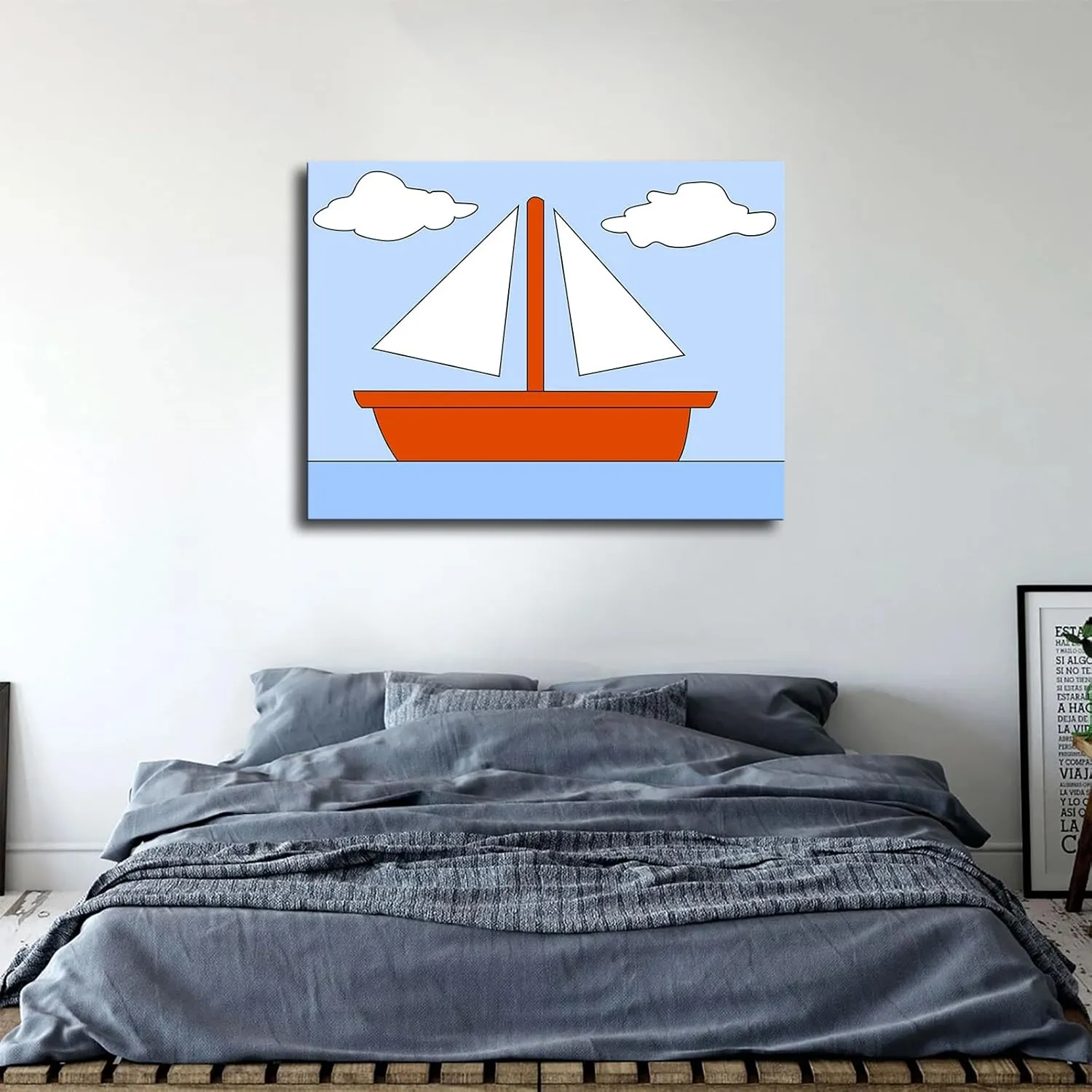 HD Aesthetic Art canvas prints- Ocean Picture Boat Clouds Boot See Simpsons posters wall art decorations suitable for kitchens homes offices hotels etc (08x10inch-Unframed)