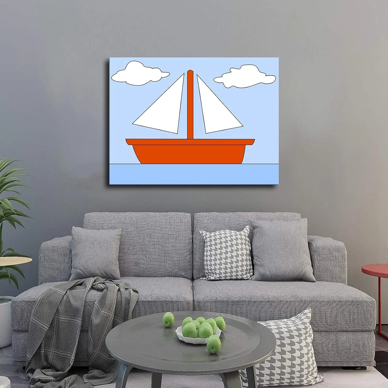 HD Aesthetic Art canvas prints- Ocean Picture Boat Clouds Boot See Simpsons posters wall art decorations suitable for kitchens homes offices hotels etc (08x10inch-Unframed)