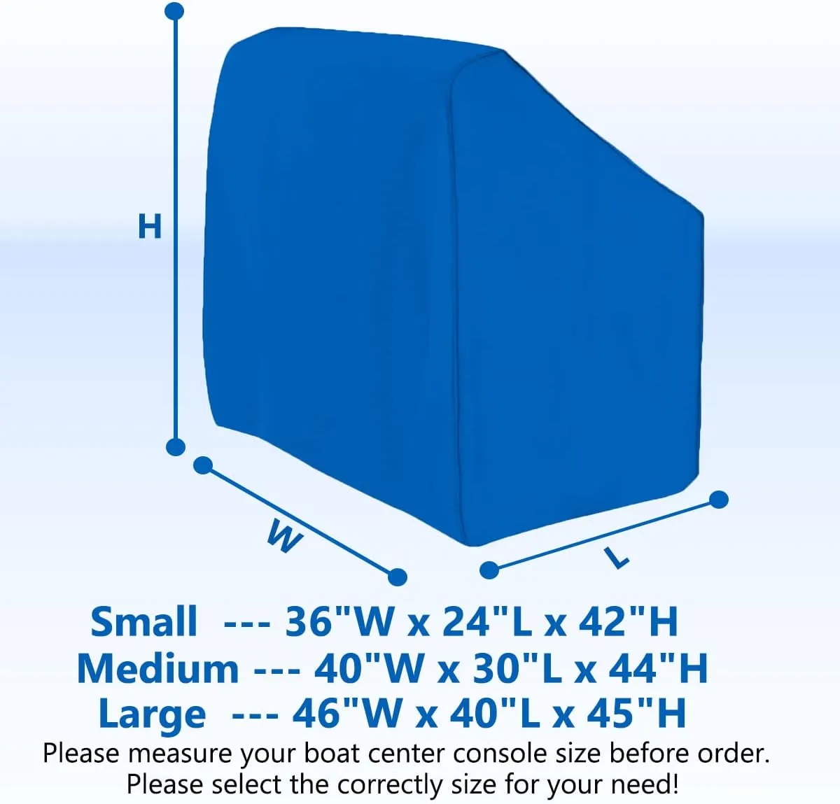 Heavy Duty Boat Center Console Cover, 600D Waterproof Rainproof Upgraded Marine Grade Polyester Canvas (Medium Size Up to 40" W 30" L 44" H)