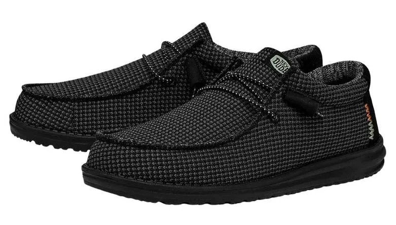 Hey Dude Black/Black Wally Sport Mesh Men's Casual Shoes 40403