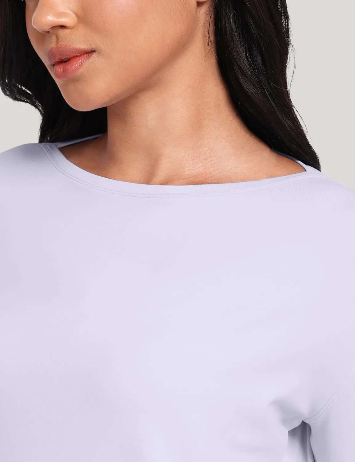 HeyNuts Long Sleeve Workout Shirts for Women Boat Neck Yoga Tops Loose Fit Soft Casual Shirts