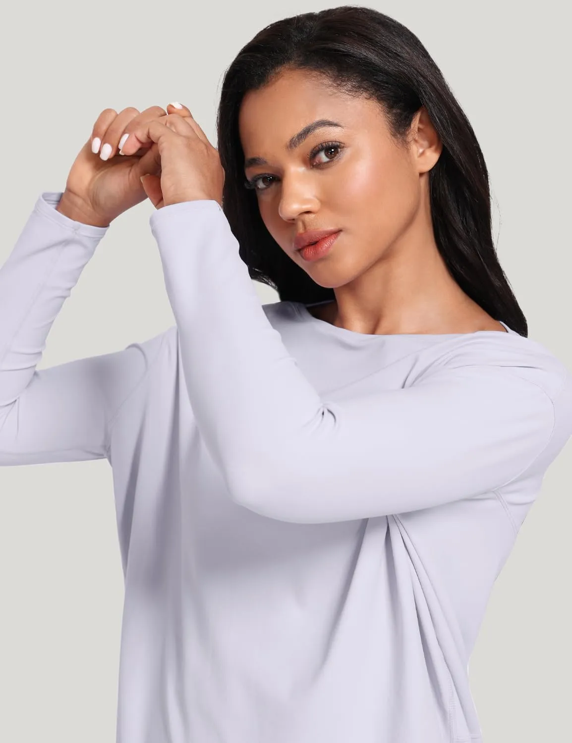 HeyNuts Long Sleeve Workout Shirts for Women Boat Neck Yoga Tops Loose Fit Soft Casual Shirts