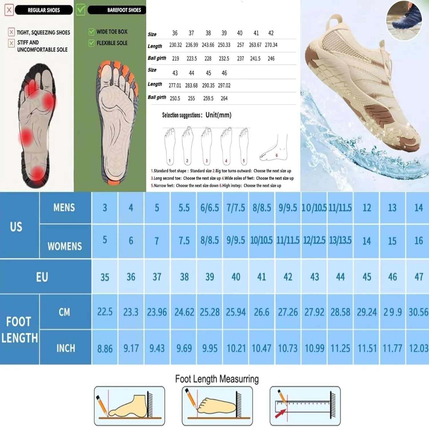 Hike Barefoot Shoes Women,2025 New Hiking Barefoot Shoes for Women Men , Breathable & Non-Slip Athletic Footwear, comfortable breathable zero-drop trail running shoes, Water Shoes Women Men ，quick-drying non-slip wide-toe box water shoes