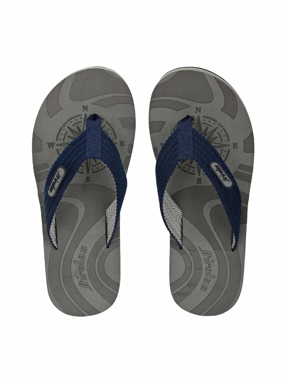 Hirolas® Men's Grey Fabrication Laser Design Flip-Flops (HROFF15GRY)