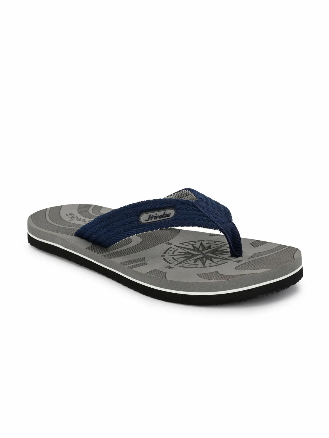 Hirolas® Men's Grey Fabrication Laser Design Flip-Flops (HROFF15GRY)