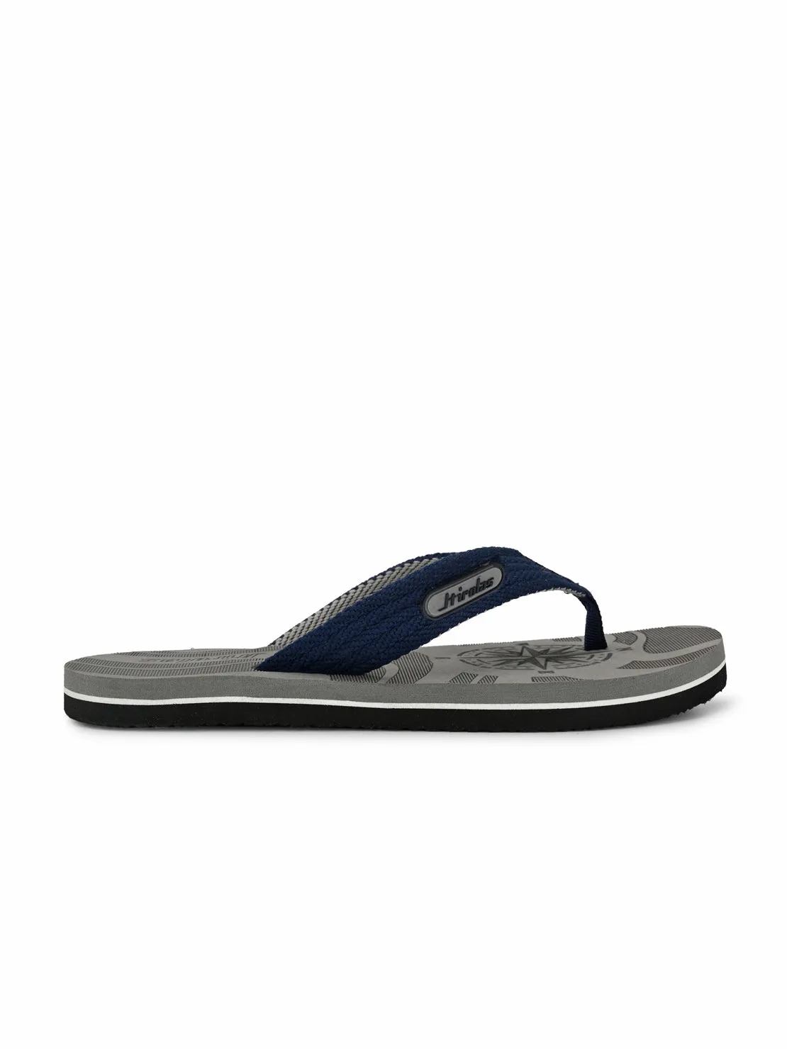 Hirolas® Men's Grey Fabrication Laser Design Flip-Flops (HROFF15GRY)