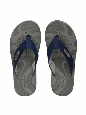 Hirolas® Men's Grey Fabrication Laser Design Flip-Flops (HROFF15GRY)