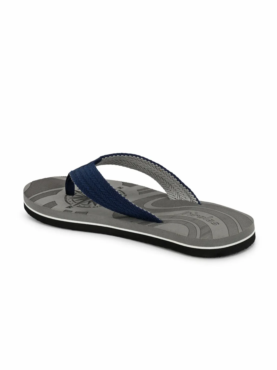 Hirolas® Men's Grey Fabrication Laser Design Flip-Flops (HROFF15GRY)