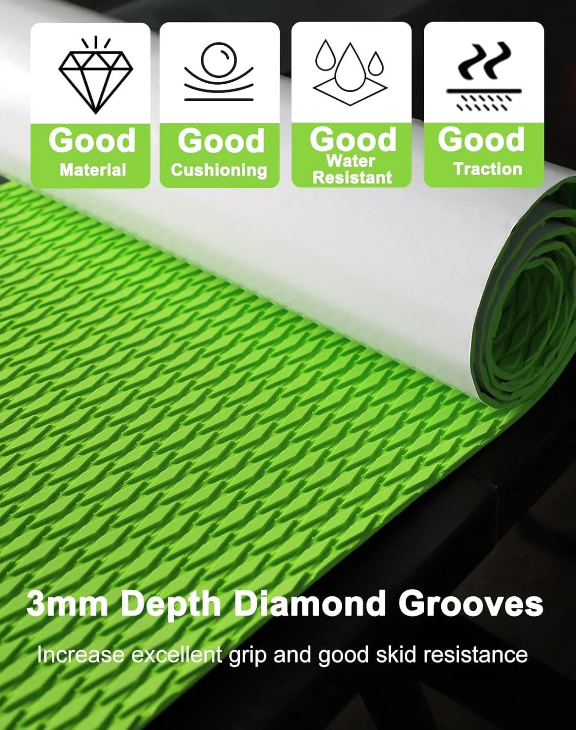 Hjdeck Universal Sufboard Pad EVA Foam Boat Flooring Decking Sheet Self-Adhesive Non-Slip Deck Grip Mat Marine Carpet for Yacht Boat Kayak Decking Golf Cart Fishing Boat RV Surfing Traction Pad