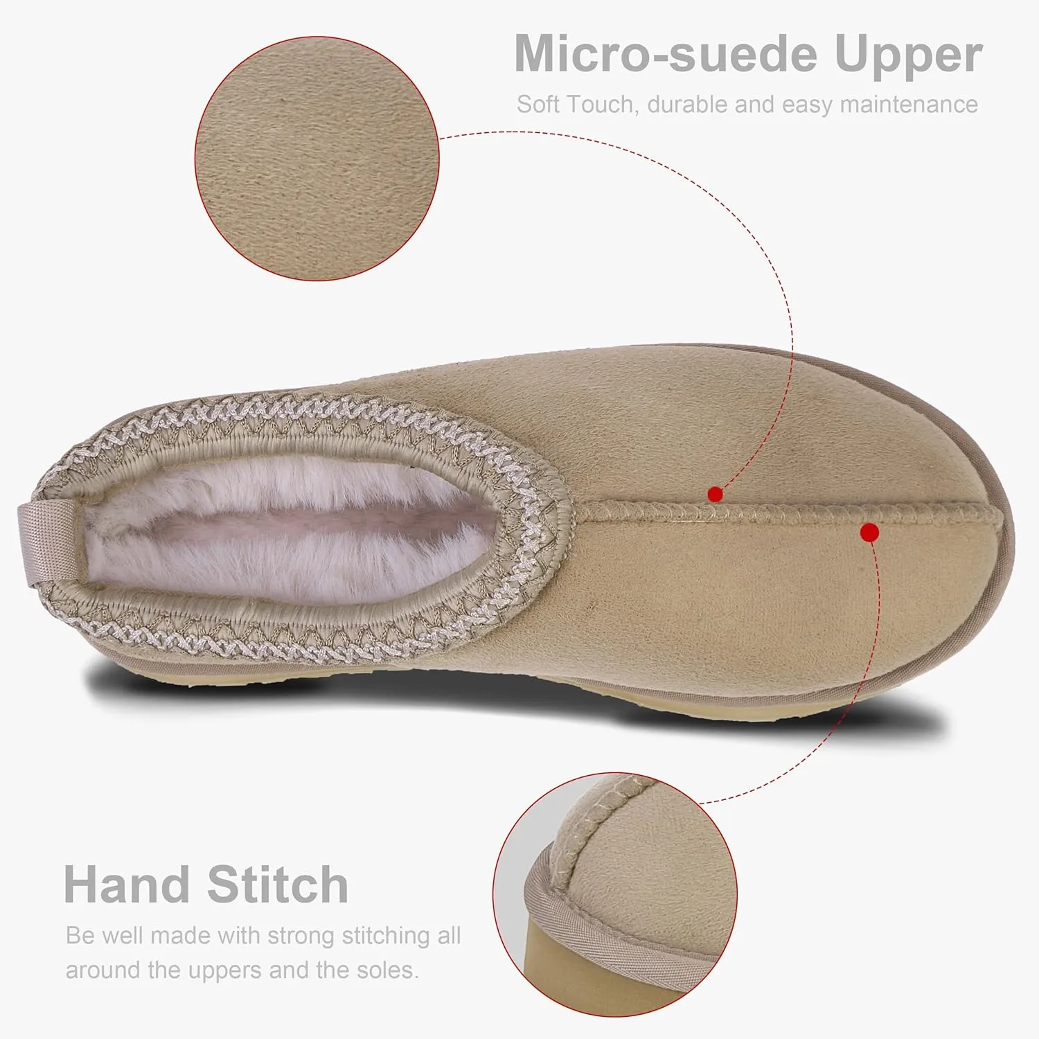 Home Slipper Platform Slippers for Women Indoor Outdoor Mini Boots Non-slip Plush Lining Slip On House Shoes
