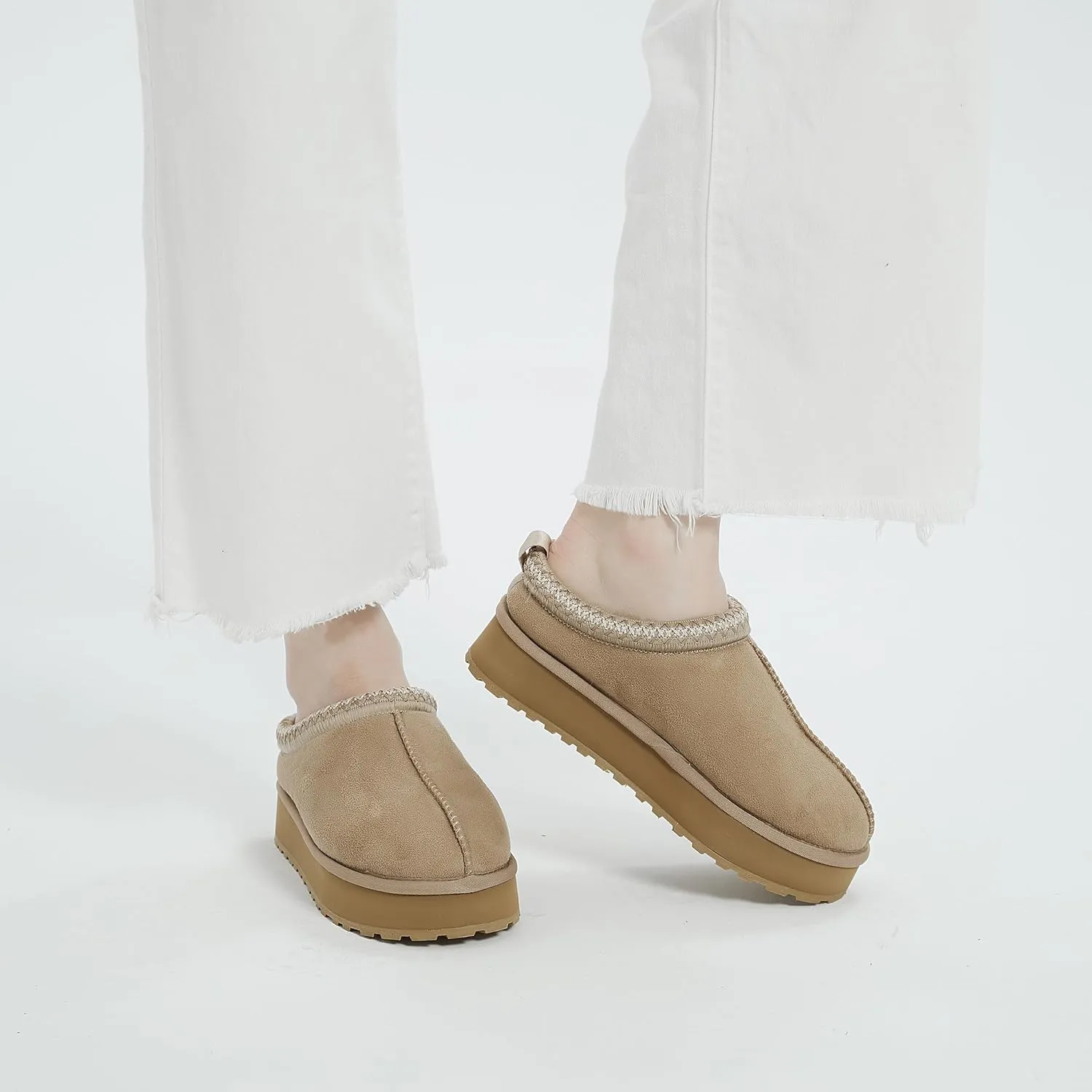 Home Slipper Platform Slippers for Women Indoor Outdoor Mini Boots Non-slip Plush Lining Slip On House Shoes