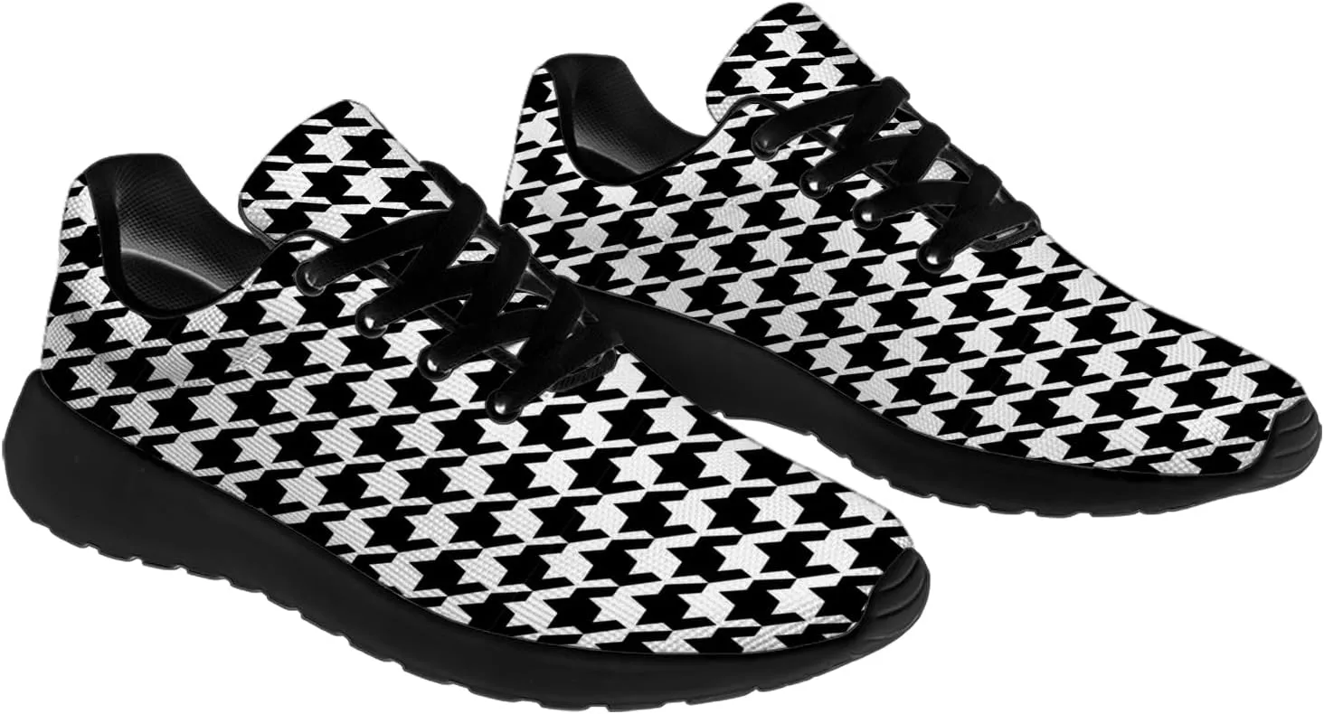 Houndstooth Print Shoes Women Men Lightweight Breathable Walking Tennis Shoes Running Sneakers Gifts for Dad Mom