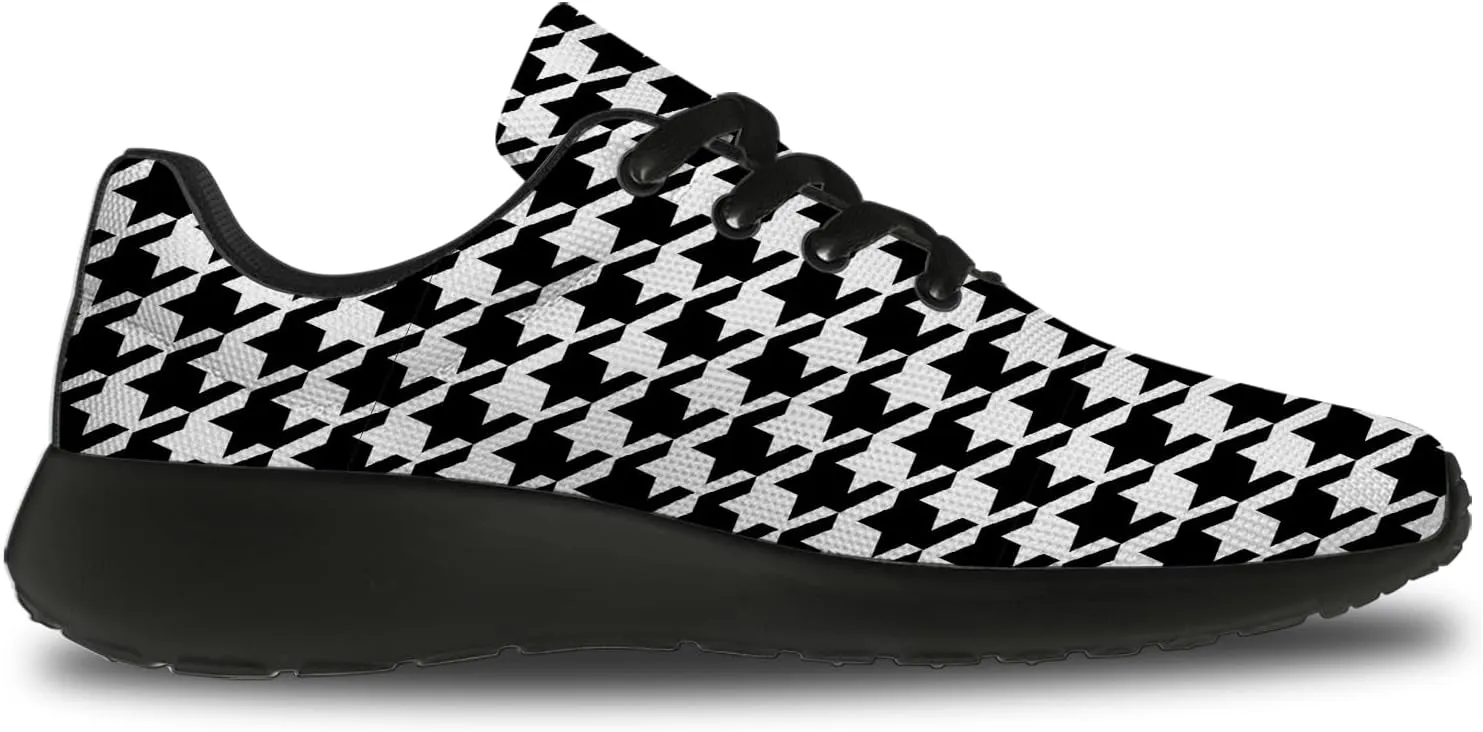 Houndstooth Print Shoes Women Men Lightweight Breathable Walking Tennis Shoes Running Sneakers Gifts for Dad Mom