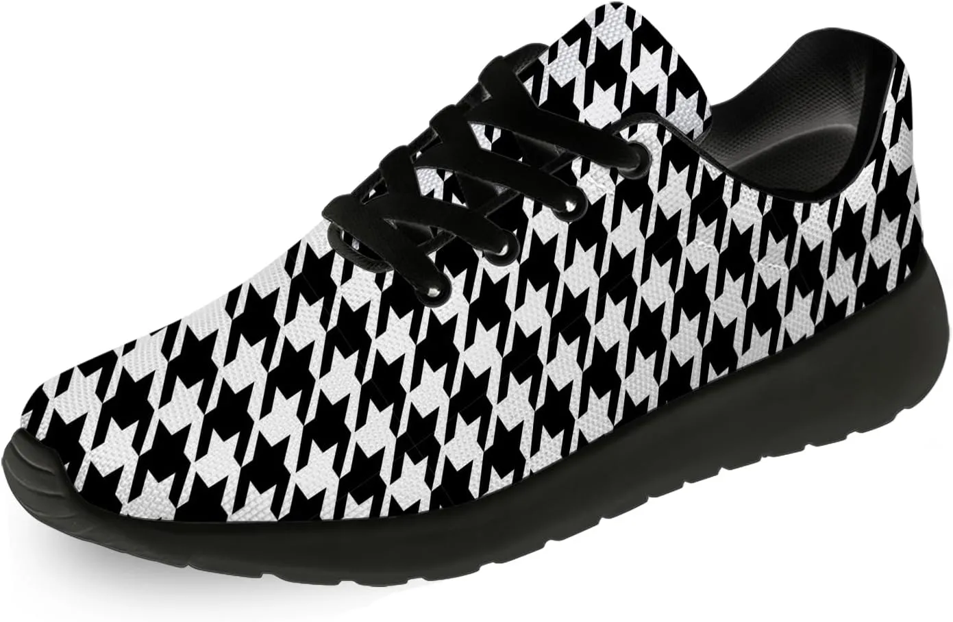 Houndstooth Print Shoes Women Men Lightweight Breathable Walking Tennis Shoes Running Sneakers Gifts for Dad Mom