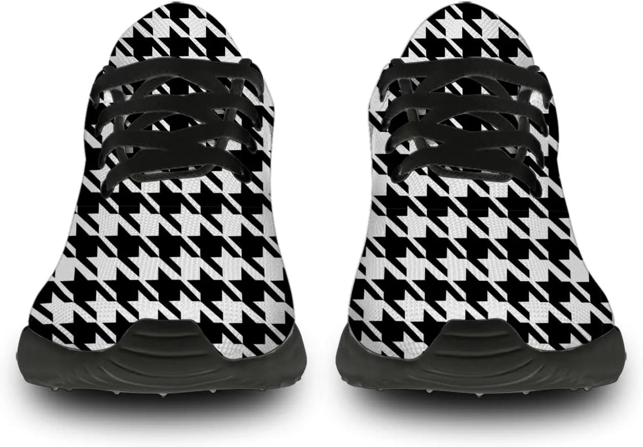 Houndstooth Print Shoes Women Men Lightweight Breathable Walking Tennis Shoes Running Sneakers Gifts for Dad Mom