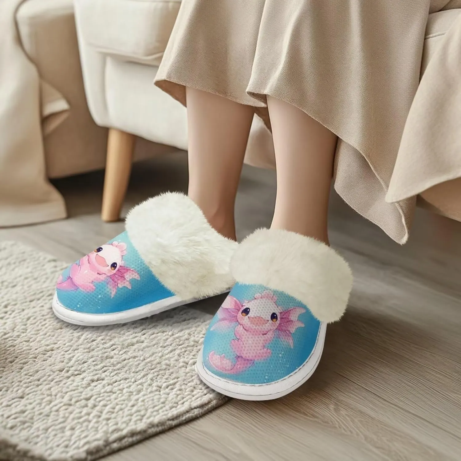 House Slippers for Women Indoor Winter Warm Fuzzy Slipper Size 5-12 Bedroom Non-Slip