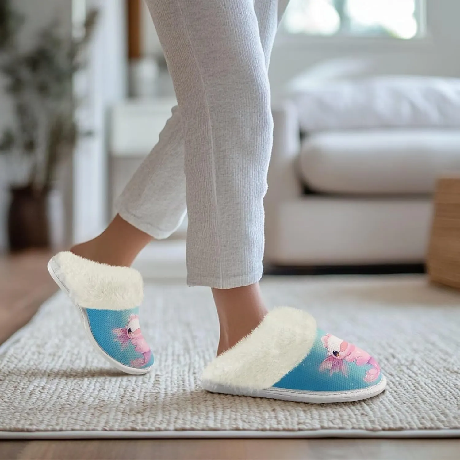House Slippers for Women Indoor Winter Warm Fuzzy Slipper Size 5-12 Bedroom Non-Slip