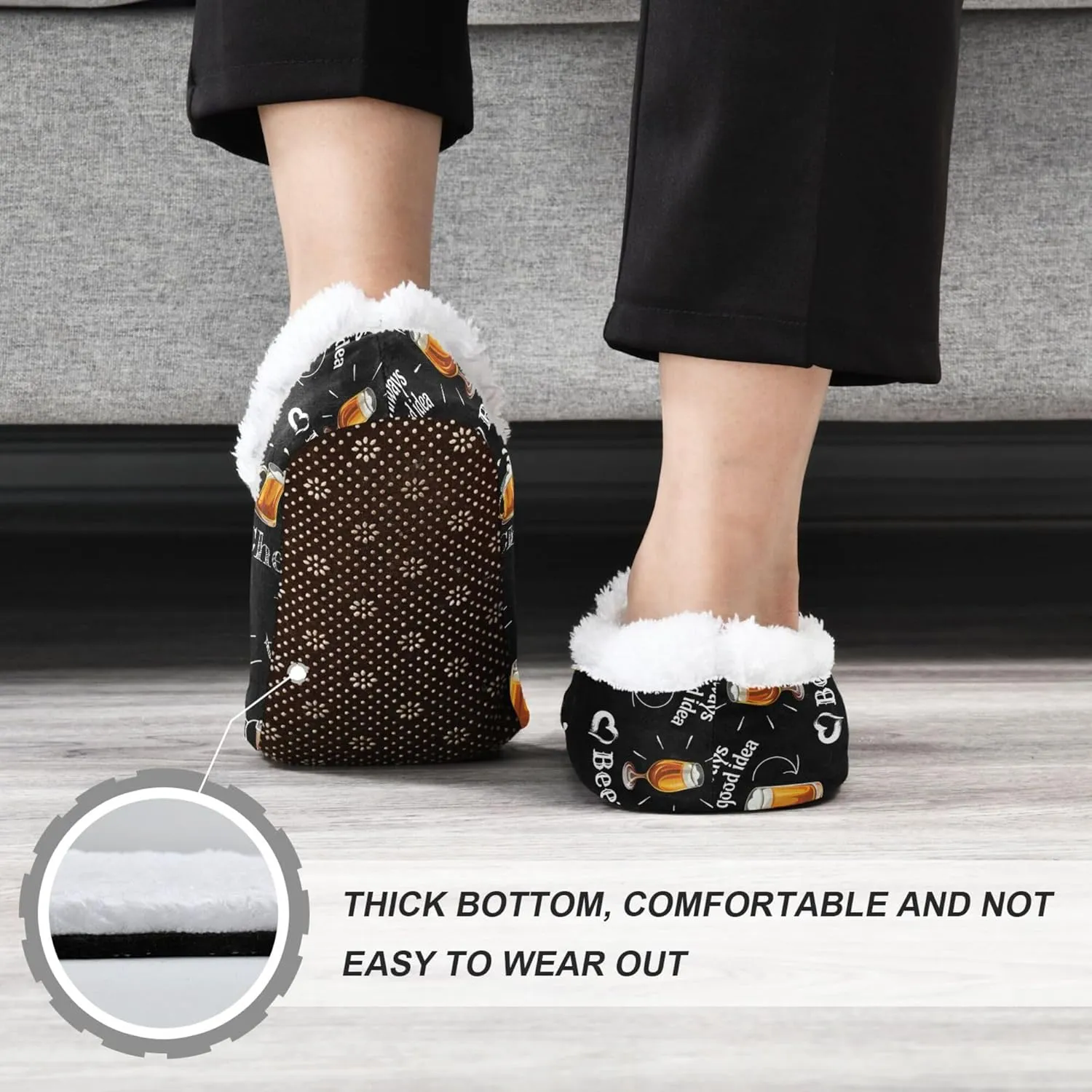 House Slippers Fuzzy Memory Foam Soft Slipper Socks for Woman Men