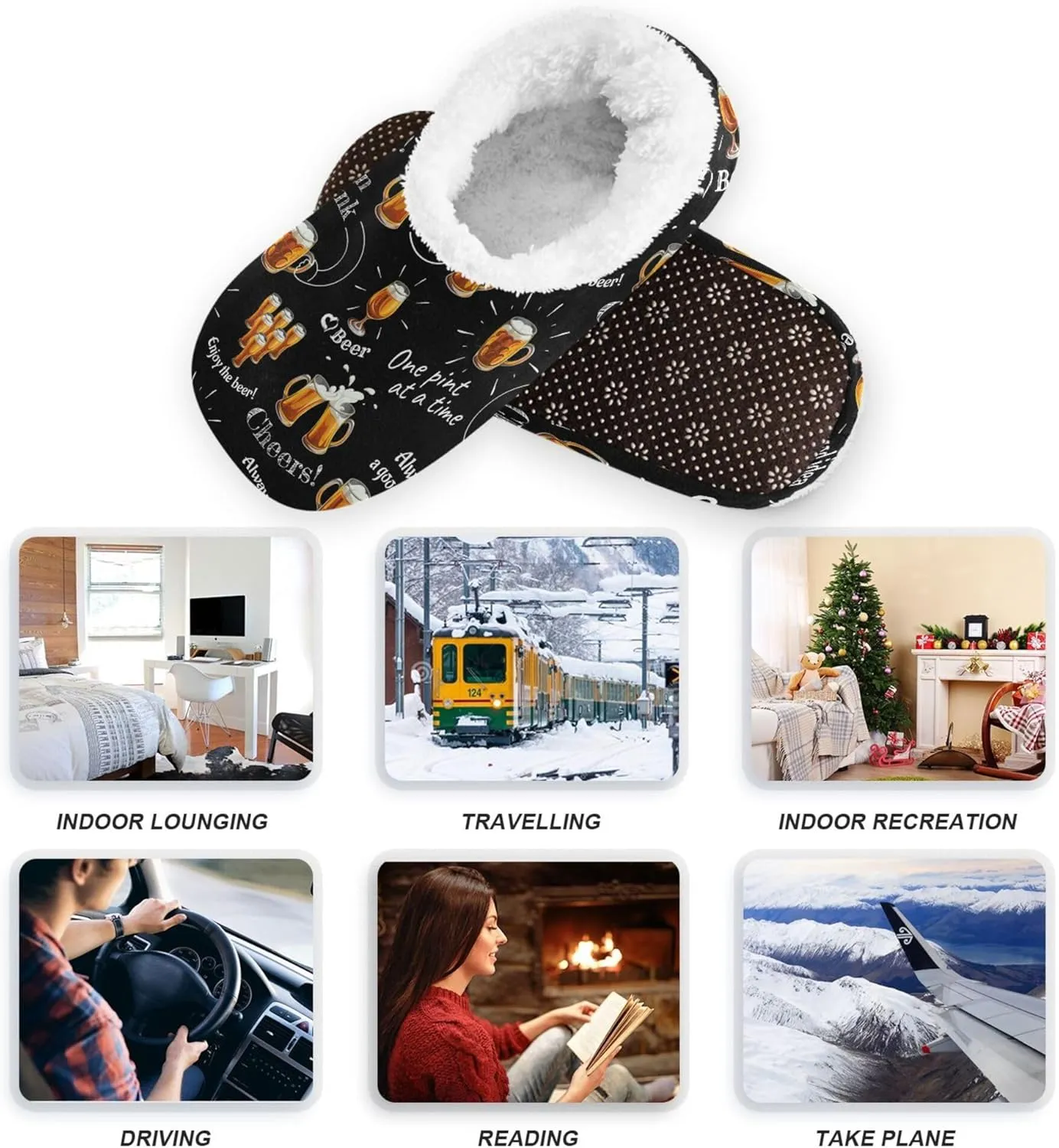 House Slippers Fuzzy Memory Foam Soft Slipper Socks for Woman Men